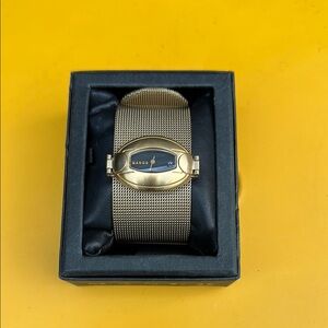 Mango Y2K Gold and Black Mesh Belt Watch